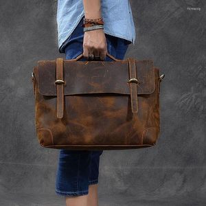 Briefcases Casual Leather Shoulder Bag Student School Crossboy Top Layer Crazy Horse Message Satchels Original Style