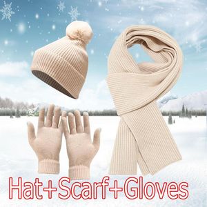 Ball Caps Sets Warm Winter Scarf Women Adult Hat Windproof Knitted Gloves Knit Men Skiing Outdoor Baseball Cap Rack Clips