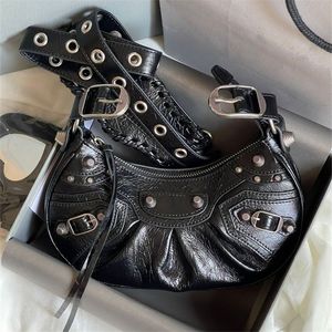 CAGOLE MOTORCYCL RAMPER TORPS LE Black Sheepskin Designer Women Tote Denim Y2K Locomotive Bage torebka