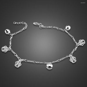 Fußkettchen 925 Sterling Silber Niedliche Glockenkrone Für Frauen Fußschmuck 26 cm Strand Barfuß Sandalen Armband Am Bein Knöchel