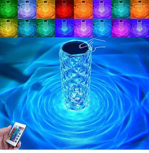 Luci notturne LED Crystal Rose Light 3/16 colori Touch Dimming con telecomando Proiettori Lampada da scrivania ricaricabile USB