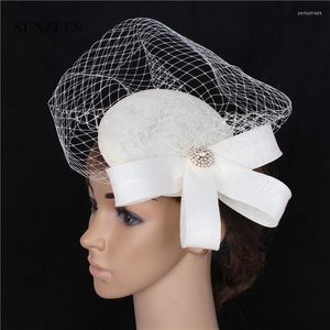 Cabeças de cabeceiras encantadoras pequenos chapéus com véu de facilidade acessórios de cabelo de noiva Senhoras Black Wedding Chapeau Voilette Mariage Sh89