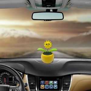 Interior Decorations Solar Powered Dancing Flower Toy For Car Home Decor Pink Nodding Figure Doll Dahsboard Display