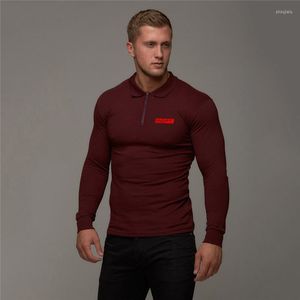 Men's Polos Arrivals Business Casual Men's Lapel Polo Shirt Half Zip Comfortable Long Sleeves Cotton High Quality Printed Tee