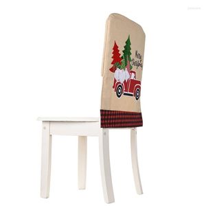 Chair Covers H051 2pcs Christmas Red Truck Xmas Seat Back Cover Dining Slipcover