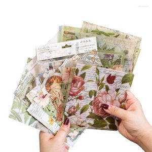 Gift Wrap 15 Sheets Vintage Flower Bronzing Series Stickers Diary Planner Card Scrapbooking Material Decor Handmased Paper Craft Bakgrund