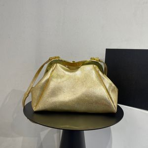 Clip Clutch Bag Skin Pattern Genuine Leather Handbag Evening Purse Crossbody Bags Detachable Shoulder Strap Bronze Frame Elegant Totes Hand Bags