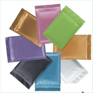 Sacos de embalagem 100 pçs/cor Mti cor resselável com zíper Saco Mylar para armazenamento de alimentos Sacos de folha de alumínio Embalagem de plástico à prova de cheiro bolsas 1 J Dhdzg