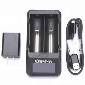 Plug UE USE KeepPower 3.7V Li-ion Smart Doulbe Battery Charger con schermo L2 Mostra per batterie ricaricabili di 10440/14500/16340/16650/18350/18500/18650/26650