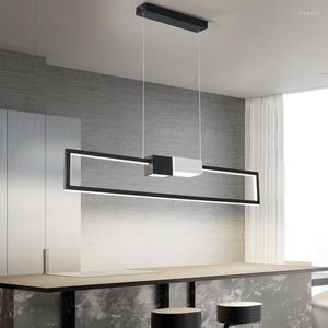 Pendant Lamps VEIHAO Modern LED Light For Dining Room Kitchen Living Shop Black/white Design Smart Remote Hanging Lamp