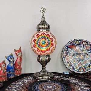 Bordslampor 20 cm Ball Est Medelhavsstil Art Deco Turkish Mosaic Lamp Handgjorda glas Romantiska sängar