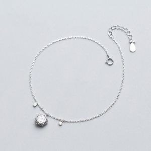 Anklets Real 925 Sterling Silver Women's Anklet Rose Flower Bracelet On The Leg Foot Chain Socks Fashion Fine Jewelry