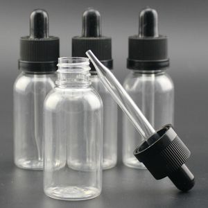 Partihandel glas e flytande flaskor med dropper 30 ml för essens kosmetika med barnsäkert manipulationslock