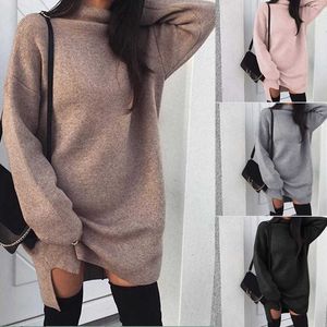 Kvinnors tröjor Peonfly Long Winter Sweater Dress for Women Autumn Ladies Turtleneck Sticked Jumper and Pullover Female Tricot Pull Femme T221019