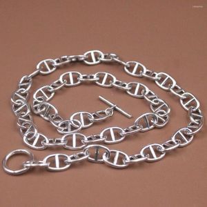 Chains Real Pure S925 Sterling Silver Chain Men Women 8mm Wide Anchor Link Necklace 49cm