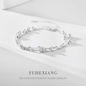 990 Sterling Silver Beads Bracelets Snake Chain Round Bead for Women Retro Wedding Party Wild Christmas Gifts Fashion Jewelry 013