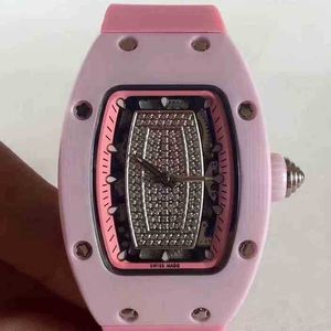 Luxury Mechanics Watches Wristwatch Business Leisure Rm07-01 Fully Automatic Mechanical Watch Powder Ceramic Case Tape Female KVX