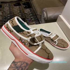 Classic Tennis Canvas Casual Shoes Luxury Women's Shoes Red Green Web Stripe Print Rubber Sole Stretch Cotton Men's Sneakers