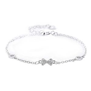 925 pulseira de prata esterlina para mulheres sortudas fofas doces estudantes femininos Butterfly Knot Bracelets Girldine