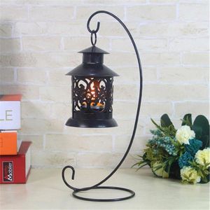 Candle Holders Romantic Lantern Metal Iron Holder Candlestick Glass Ball Cabin Micro Landscape Hanging Stand Wedding Home Deco