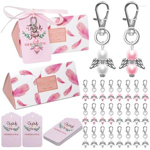 Hooks Angel Keychain Baptismo Batening Favors Guardian com caixas de favor e cartões de agradecimento para menino chá de bebê