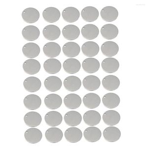 Pendanthalsband 40x 8mm Metal Round Circle Blank Coin Stamping Charms Tag för DIY Making Key Presenttaggar smycken