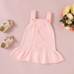 Girl Dresses Born Baby Sweater Dress Knit Infant Skirt Sleeveless Autumn Toddler Children Clothing Fashion Ruffles 0-18M Cute Summer