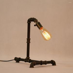 Table Lamps Vintage Dimmer Lamp Pipe Desk Light Iron Base Study Home Bar Decor Novelty Night Lighting E27 Edison Bulb