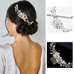 Headpieces Fashion Imitation Pearl Flower Hair Combs For Women Girls Luxury Hairwear Wedding Accessories Brudhuvudstycke Smyckesg￥va