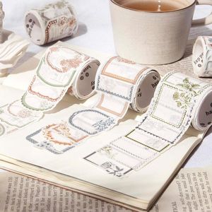 Embrulho de presente 50pcs/rolo vintage Plant Flower etiqueta adesivos Washi Tape Creative Handbook Scrapbooking Cartão de laticínios Diy Decoration