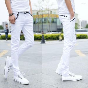 Męskie spodnie Summer cienki bawełniany biały czarny młodzież Szczupłe spodnie ołówkowe mody koreańscy zwykli studenci nastolatki przystojne męskie