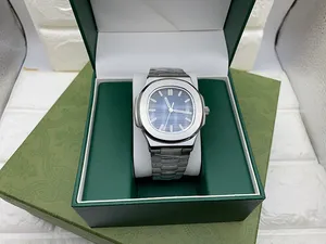 Yüksek kaliteli erkek saat tasarımcısı Nautilus paslanmaz çelik kasa mekanik hareket otomatik gümüş beyaz montre de patek 5711 kol saat