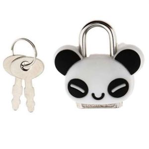 Beveiligingsvergrendeling Mini hangslot Dier schattige pop cartoonslot met sleutel panda -vormig gebruikt voor juwelierdoos lade kast opbergbox274Z