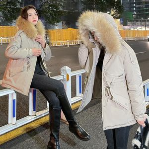 Women's Trench Coats Nice Winter Casual Thick Women Coat Big Fur Collar Hooded Female Cotton Padded Jacket Warm Lining Short Parkas Outwear