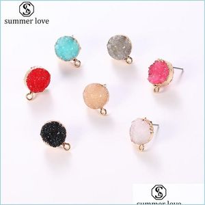 Charms Fashion Hoop Resin Stone Charm Colorf Stud Eaarring Jewelry Accessoires pour femmes Boucles d oreilles Sortie en gros Z Drop Livrot DHZ2Q