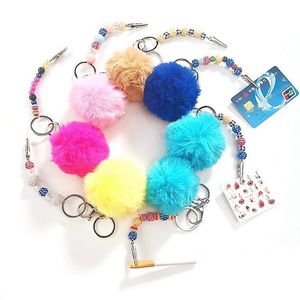 Wholesale Credit Debit Card Grabber Puller Beaded Key Chain Ring For Long Acrylic Nails Card Puller Iron Clip Keychain b1020