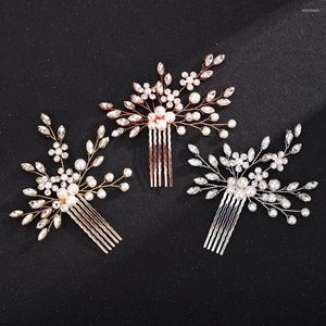 Headpieces Silver Gold Rhinestone Pearl Bridal Hair Piece Jewelry Fashion Handmade Wedding Comb for Women Party Brides Headpiece Tiara