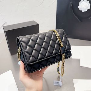 22F/W Womens Wallet Card Holder Woc Bags With Gem Gold Metal Matelasse Double Chain Crossbody Shoulder Multi Pochette Designer Outdoor Sacoche Clutch Handbags 19cm