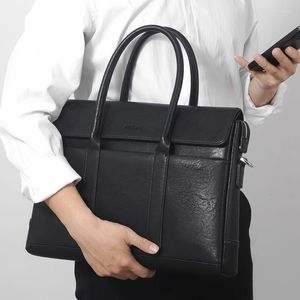 Briefcases Leather Bags For Men 2022 Luxury Handbags Briefcase Document Bag Business Mens Laptop Messenger