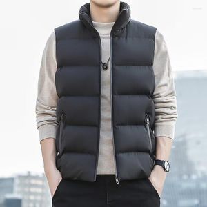 Gilet da uomo 2022 Autunno e inverno versione coreana moda tinta unita risvolto gilet in cotone sottile gilet da uomo casual semplice con cerniera tascabile