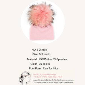 Beanie/Skull Caps Geebro Newborn Soft Cotton 15 cm Real fur pompom Beanies Hats For Baby Boys Girls Autumn Winter Kids Infants Toddler Baby Hats T221020