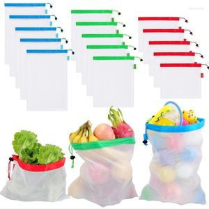Storage Bags Empty Reusable Cotton Mesh Grocery Shopping Eco-friendly Polyester Fruit Vegetable Pouch Hand Totes Home Bag