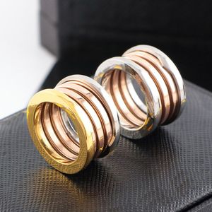 Top Designer Style High quality Fashion titanium steel Jewelry Love Ring Ceramic Color stitching spring Rings Gold Silver Rose Colors Letter B