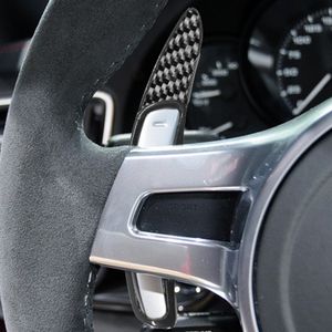 Shift Fork For Porsche Cayenne Cayman Panamera 911 Boxster Macan Carbon Fibre ABS Steering Wheel Shift Paddle Extended Sport
