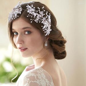 Kopfbedeckungen ZMHP272 Silberne Diamant-Clips Haarreben für Hochzeit Blumenkrone Braut Haarspange Zubehör Dekoration