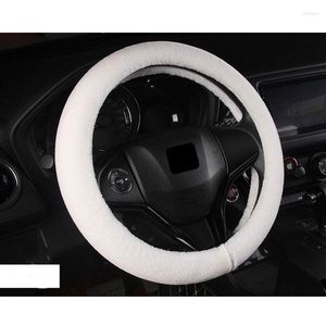Steering Wheel Covers Car Cover Faux Wool Handlebar For Autumn Winter Universal D Type O Thickened Rubber Ring Anti-slip
