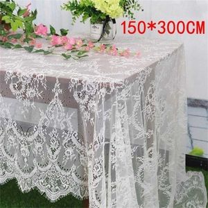 Table Cloth Fadesen 150 300cm طاولة أبيض قطعة قماش دانتيل زخرفية لحفل الزفاف لحفل الطعام ديكور المنزل مائدة 211103
