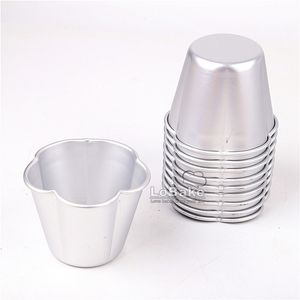 7 cm Durchmesser Fünfblättrige Blumenform Aluminiumlegierung Tortenkuchenform Cupcake-Form Jelly Pudding Cup Bäckereiwerkzeuge 0616