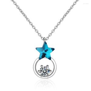 Pendant Necklaces Exquisite Star Necklace Charming Women's Blue Crystal Clavicle Chain Ladies Wedding Party Jewelry