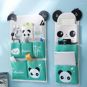 Storage Bags 2pcs Cartoon Wall Hanging Bag Wardrobe Door Sundries Bedroom Multi-purpose Bedside Cotton Linen